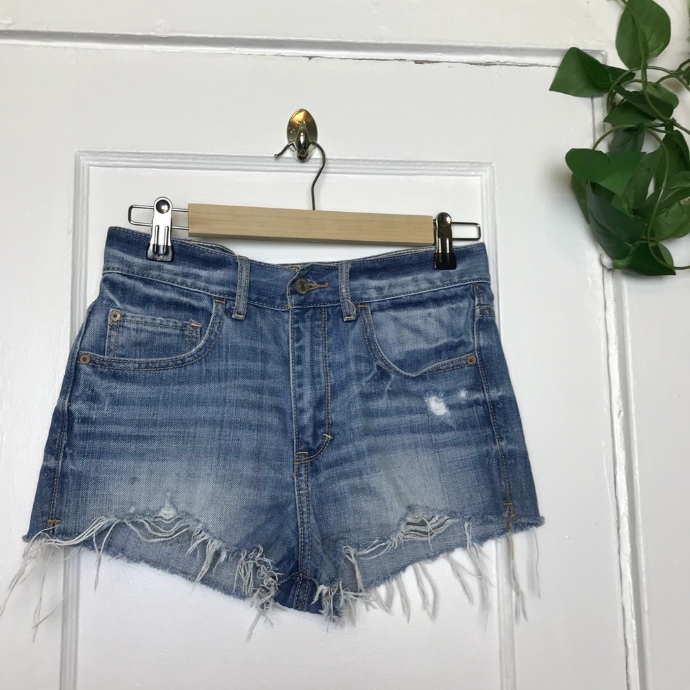 Abercrombie & Fitch Distressed Raw Hem Jean Shorts